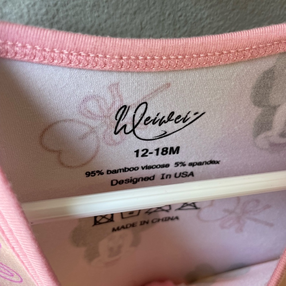 Wei Wei Bamboo Minnie Mouse Print Pink Bamboo Zippy Sleeper - Picture 4 of 5